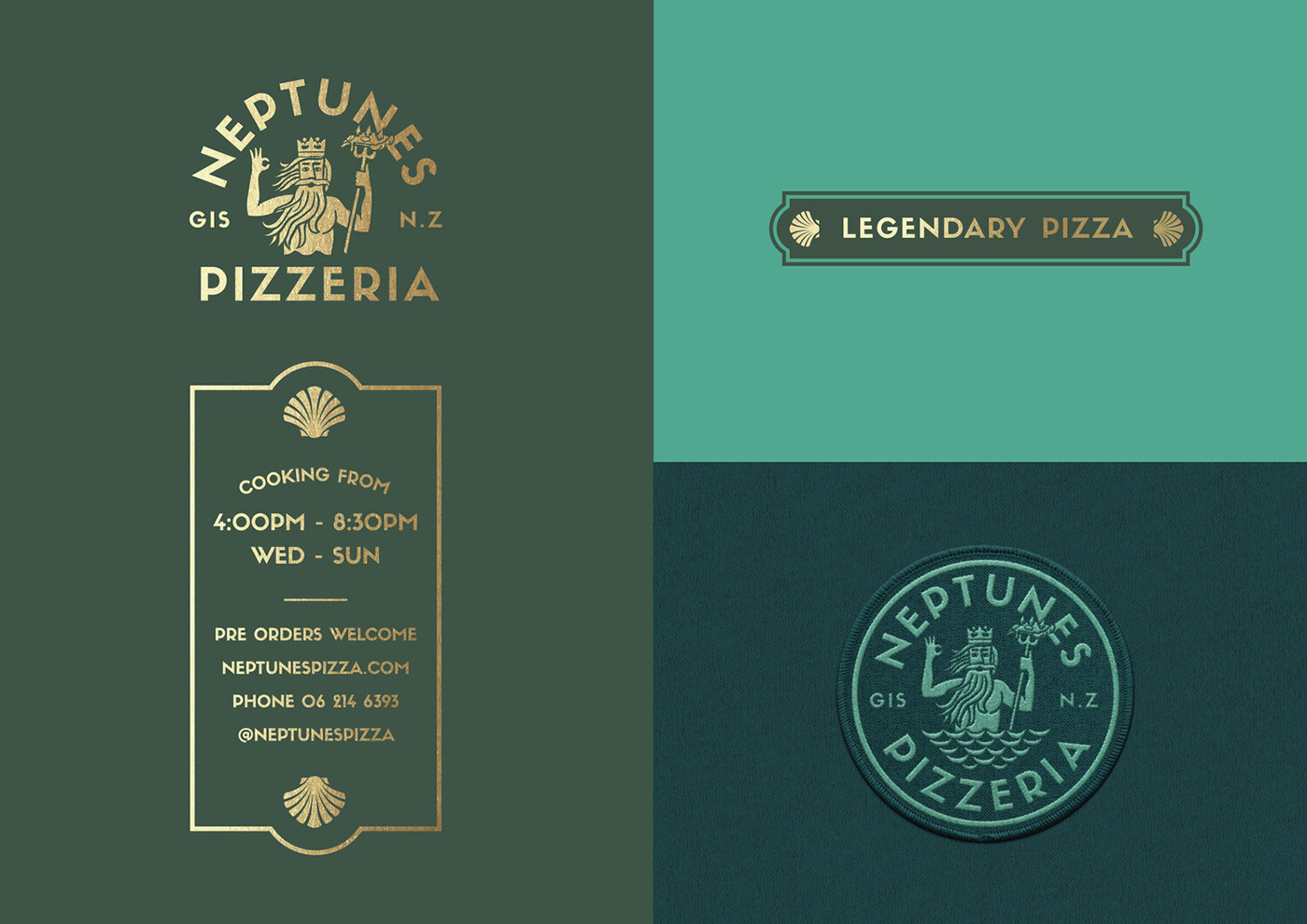 Badges craft nautical neptune packaging design pizza branding Restaurant Branding