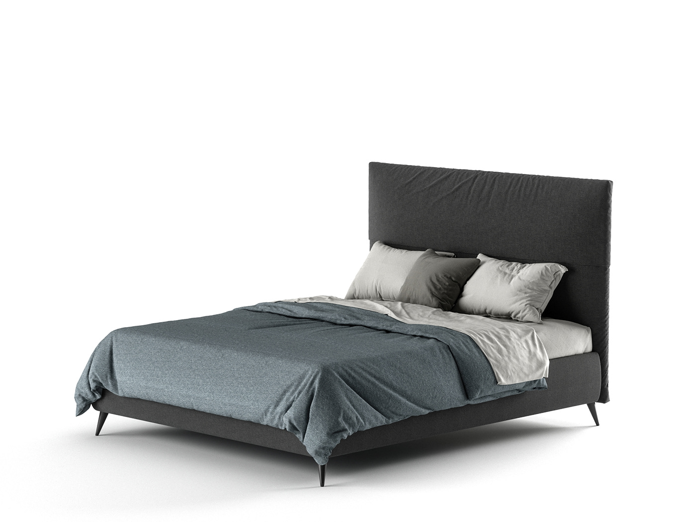 3D model bed bedroom blanket free FStorm pillow sheets vray