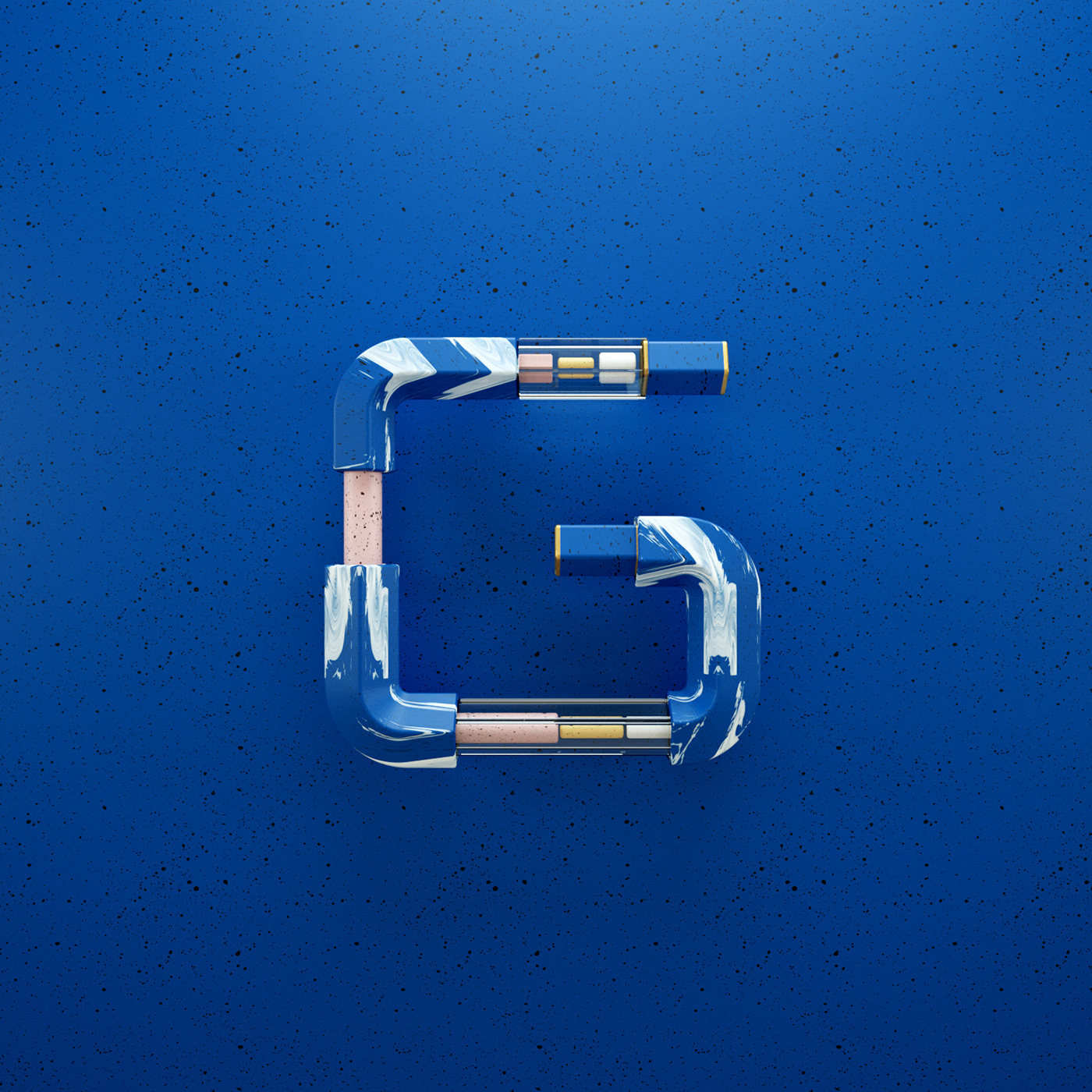 36daysoftype frosted glass paint alphabet tube design 3D gold glass cinema4d