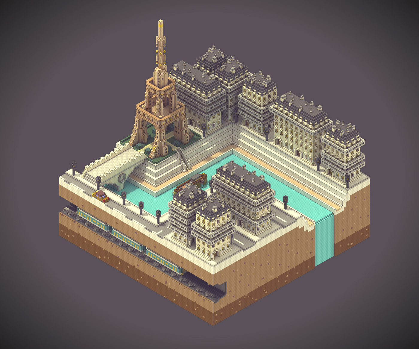 3D voxel Pixel art design Paris