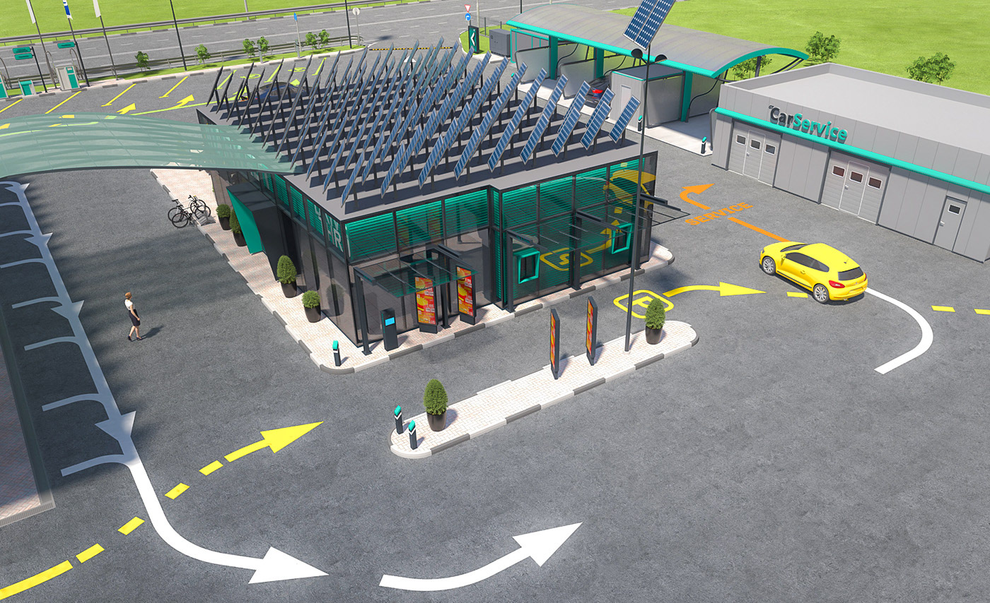Дизайн АЗС визуализация наружная реклама экстерьер petrol station gas station service station Petrol Design новый