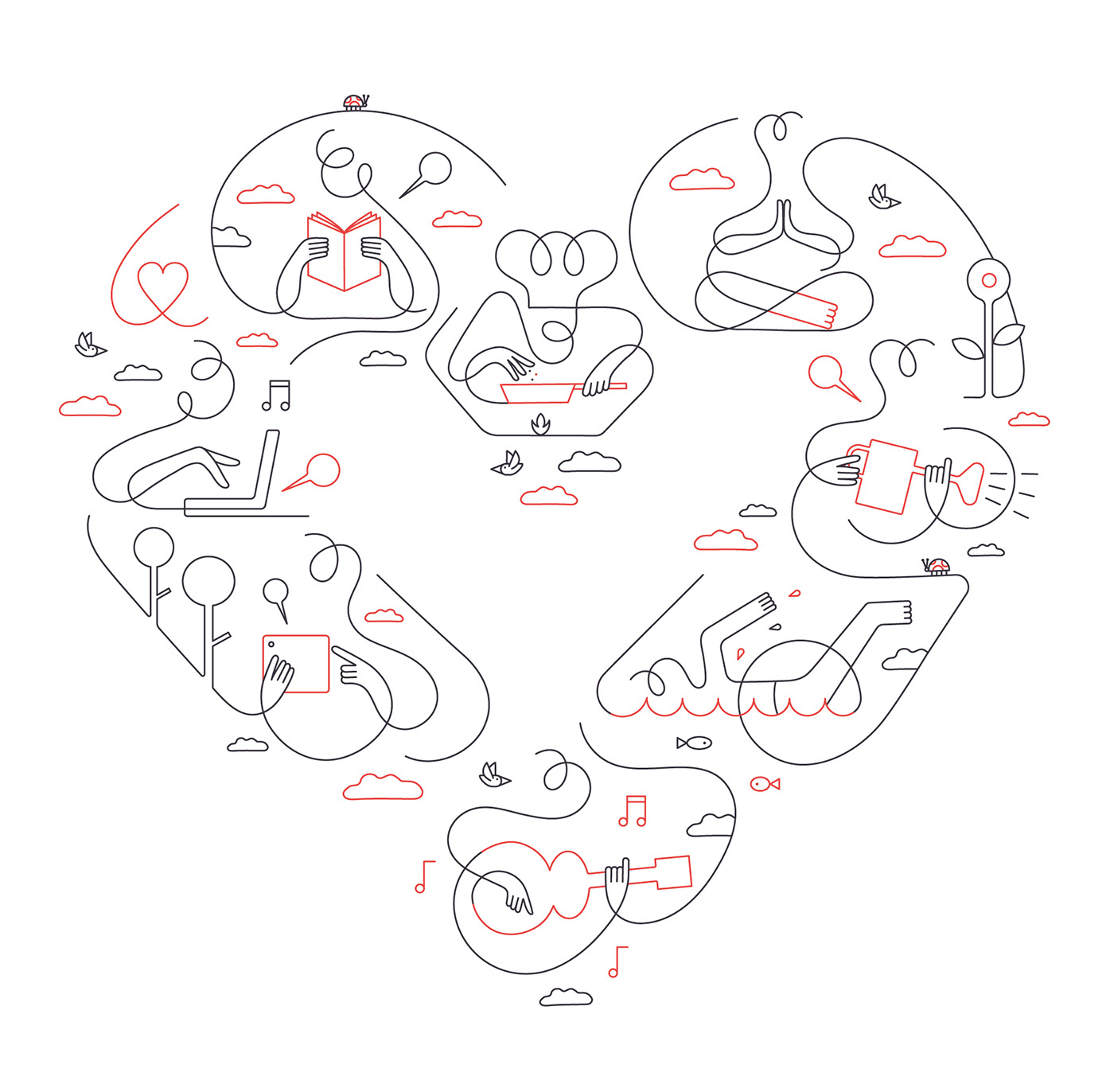 connection oneline together Lovers minimal identity ILLUSTRATION  branding  linedrawing lineart