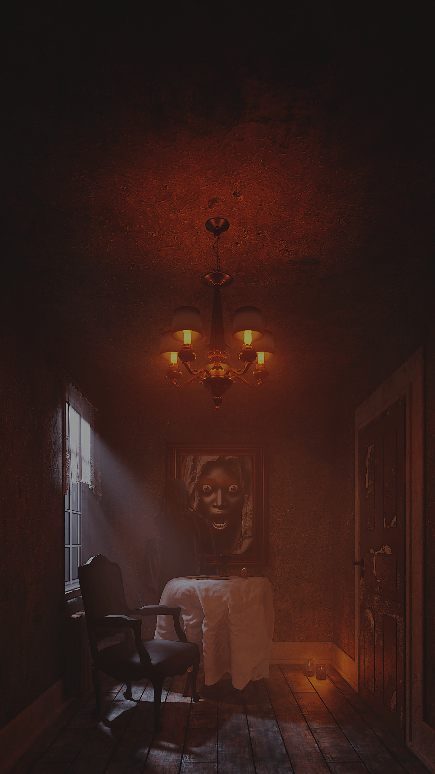 blender dark Digital Art  concept artwork concept art Ouija horror scene tarcios