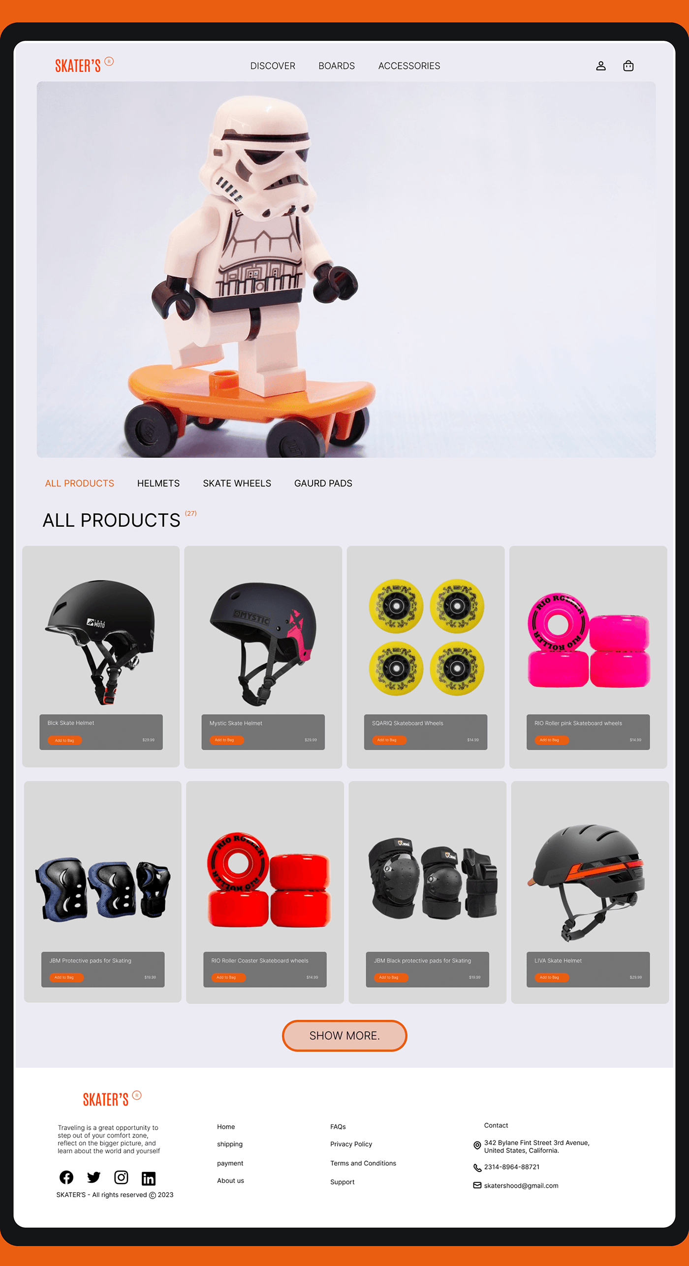 skateboard skateboarding ecommerce website Web Design  UI/UX UI Figma user interface landing page brand