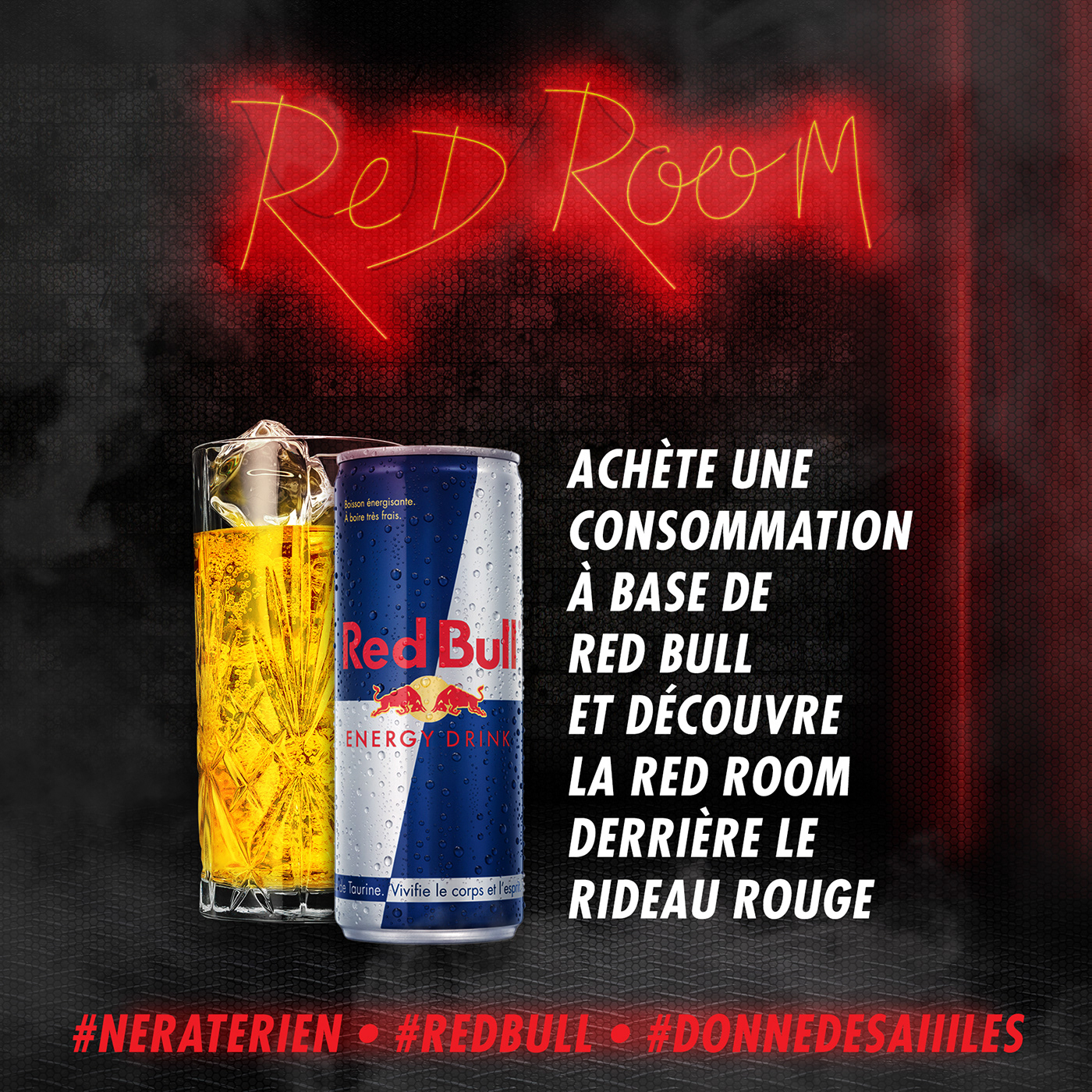 Backroom bar événements Event Experience Handlettering neon photoshop Red Bull