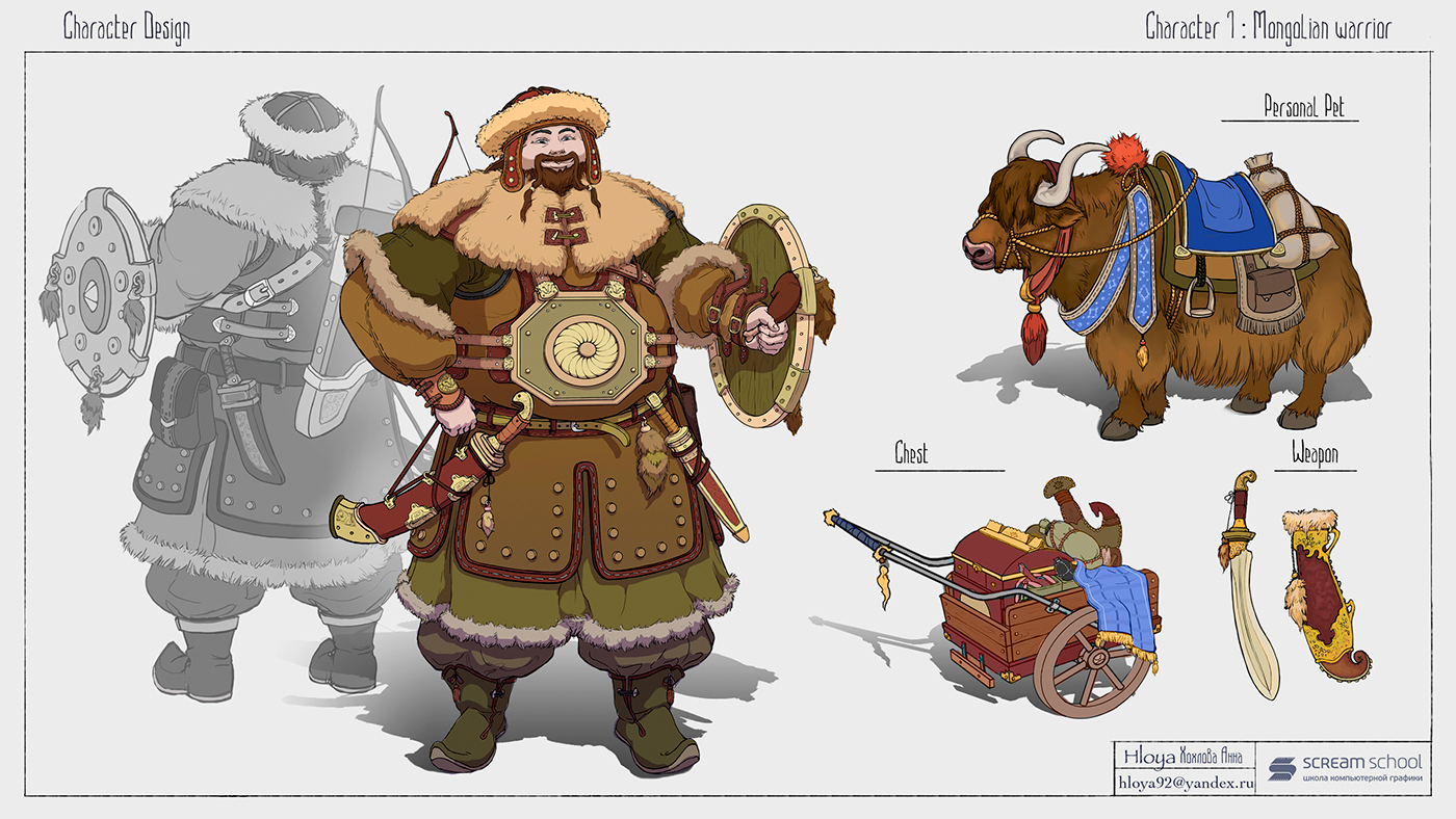 characters mongolian warrior digital 2d