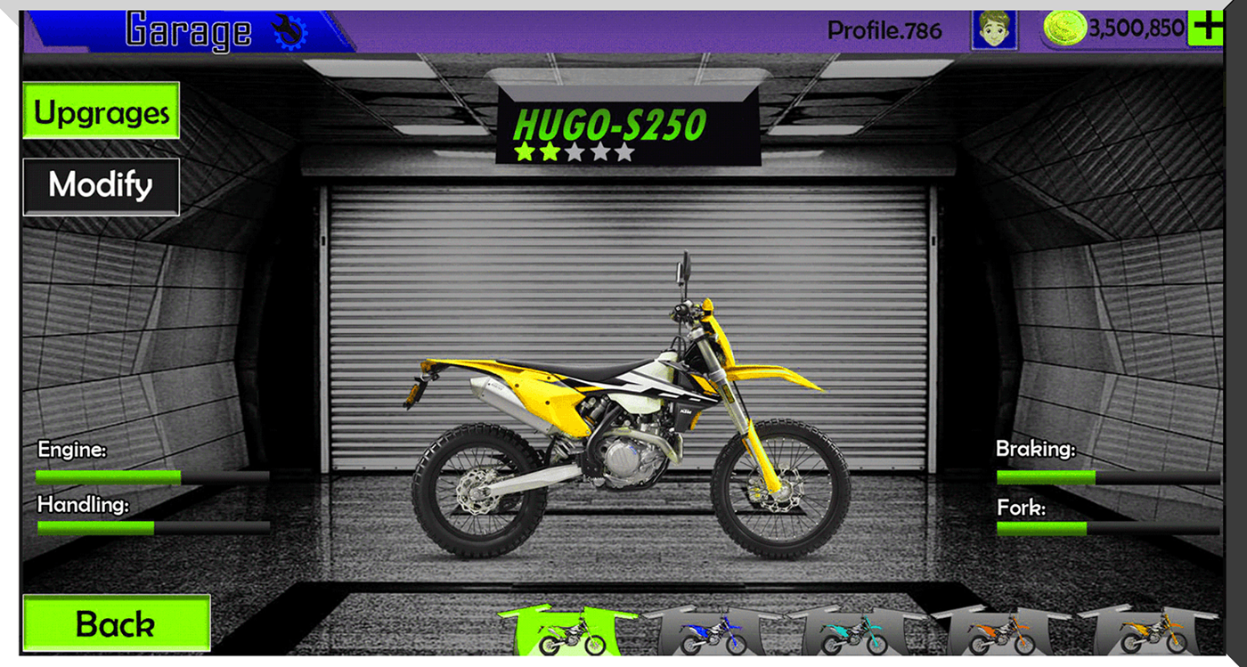 motorcycle setting UI