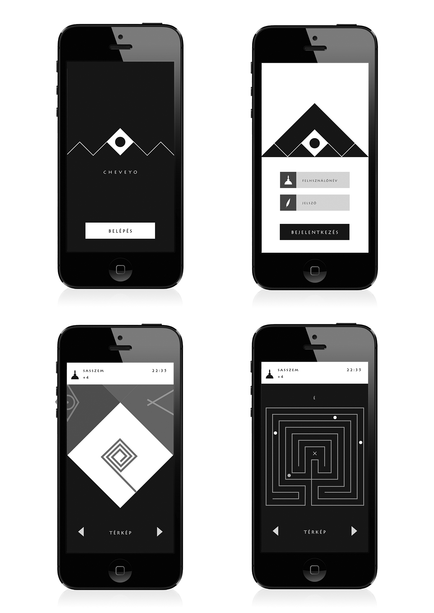 app interface black and white concept Nature Shadows Theme Park visual identity