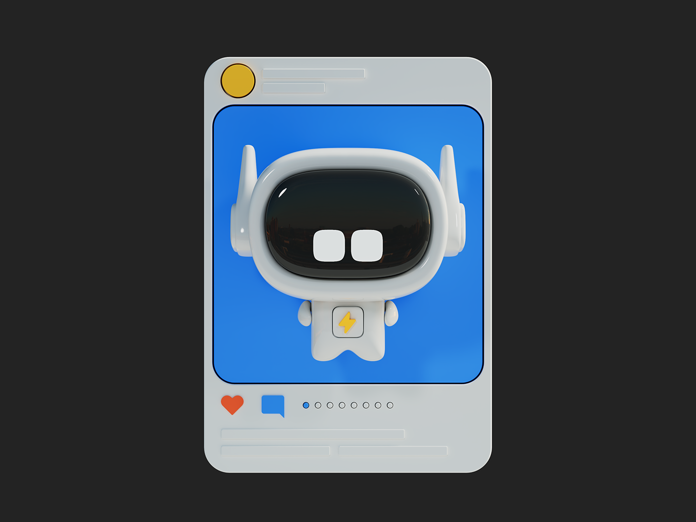 3d modeling app instagram redshift Render robot robots social media UI/UX Website
