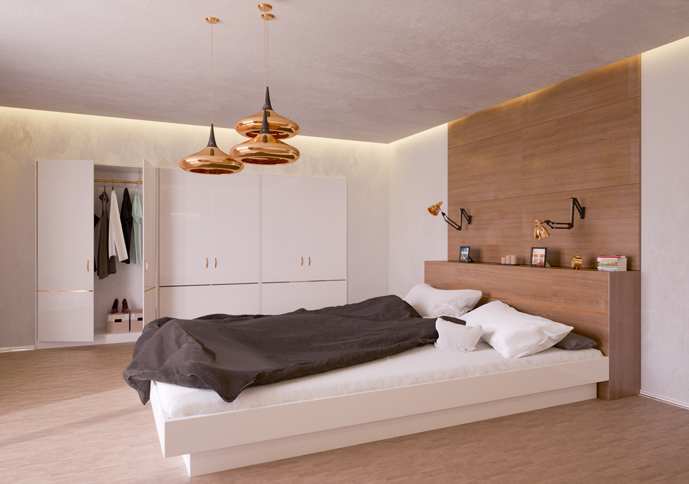 3dsmax FStorm visualization Czech Render design modern 3D Project bedroom