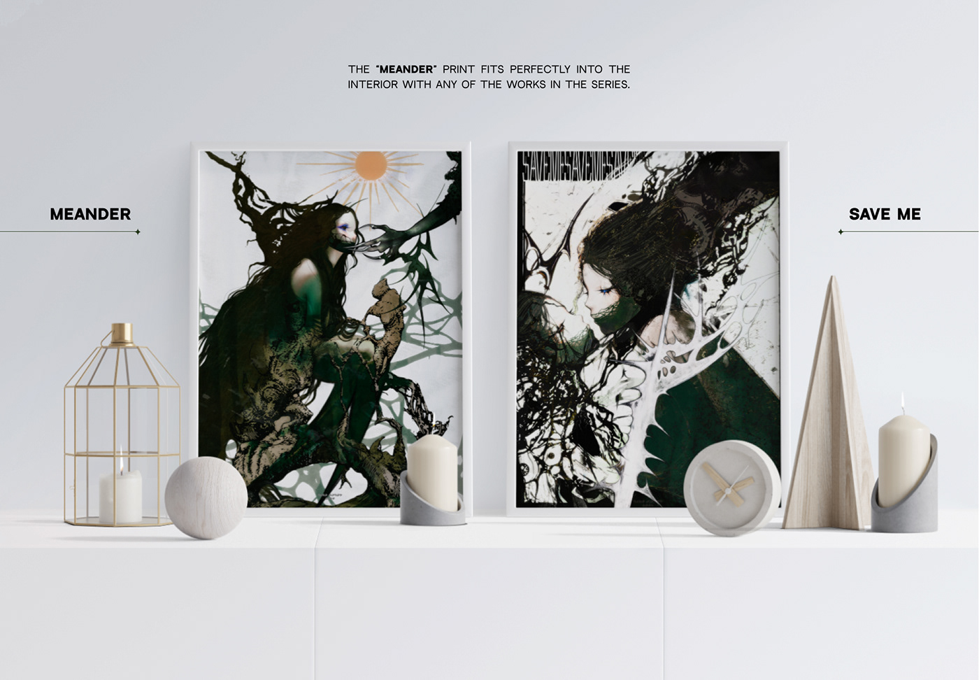 ILLUSTRATION  Digital Art  print print design  poster interior design  visualization artwork surreal Triptych