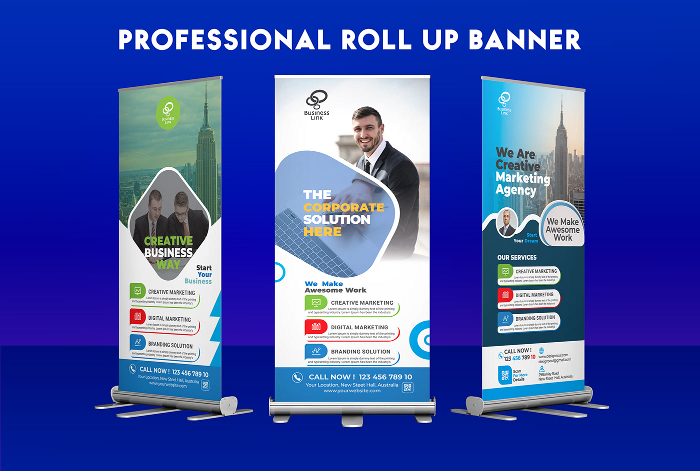 4 of Roll Up Retractable Stand Banners W/ FREE printing 