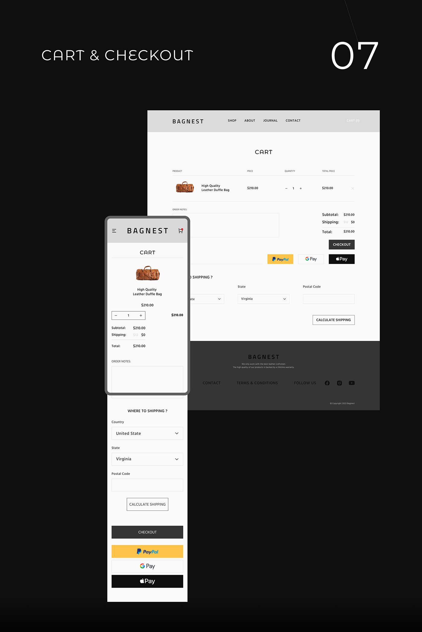 design concept e-Commerce website Figma landing page leather bag ui design UI/UX Web Design  Website