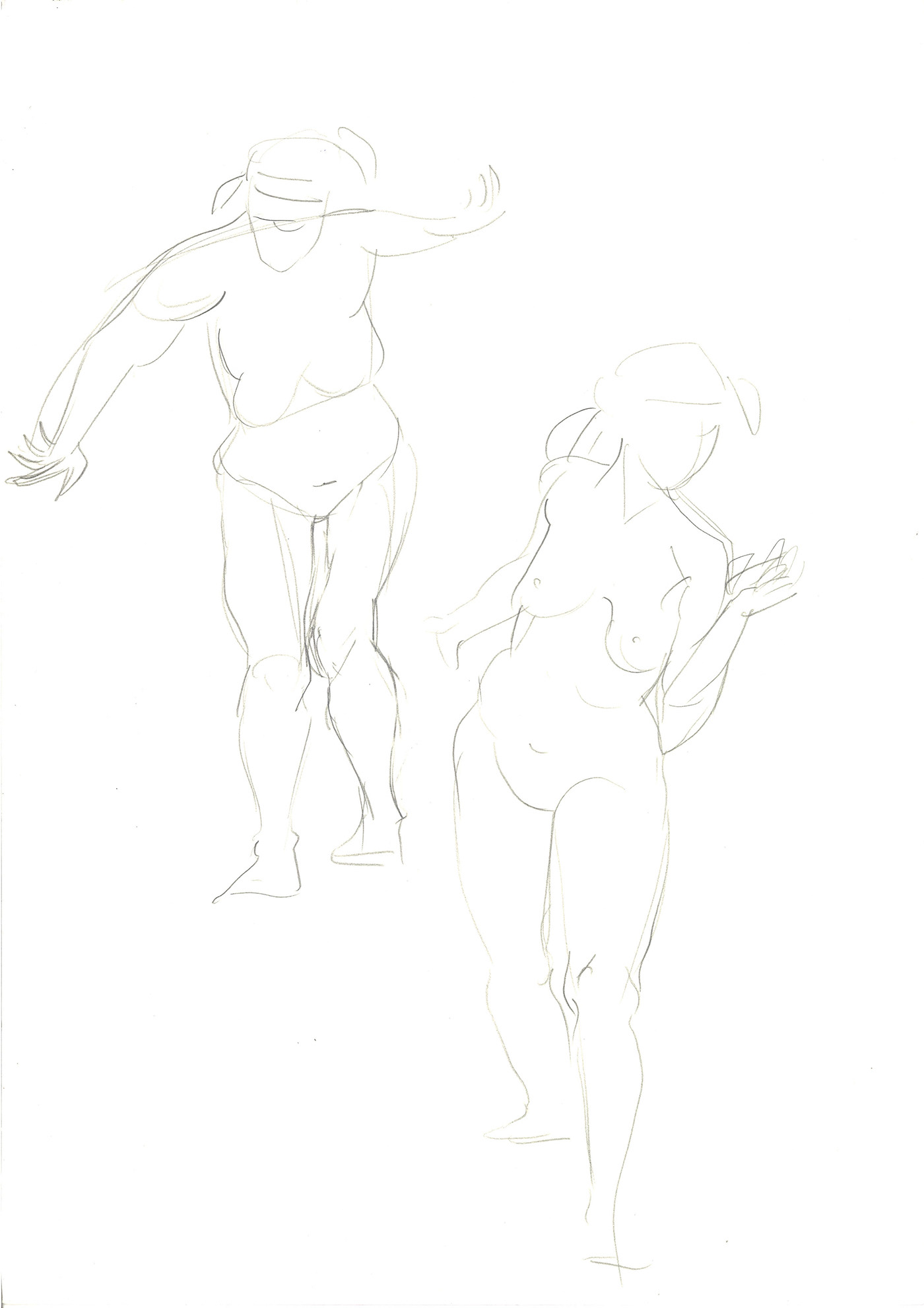 sketching pencil Drawing  nude rapid quick posing dancing model