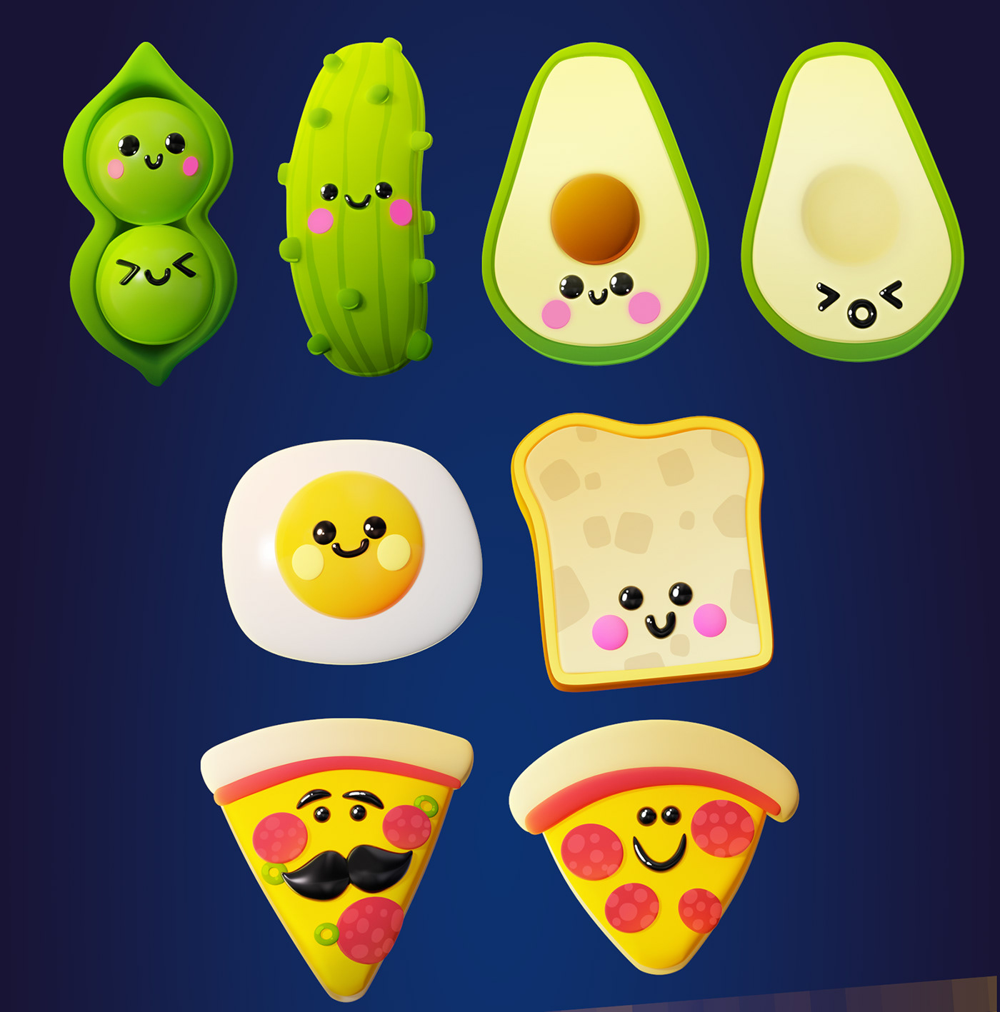 blender Character design  Digital Art  Food  icons photoshop