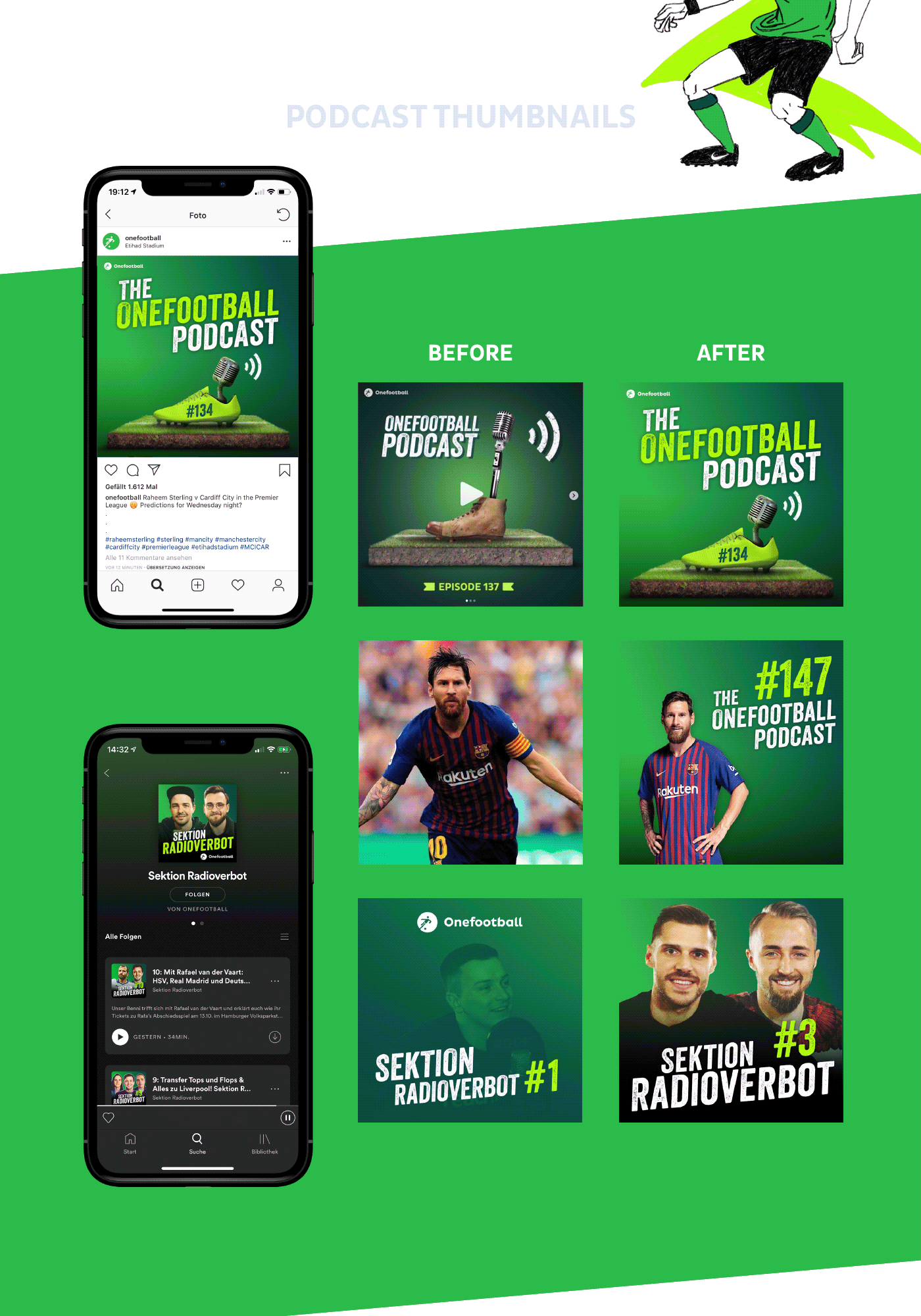 OneFootball football app podcast calendar Packaging ILLUSTRATION  branddesign Booklet