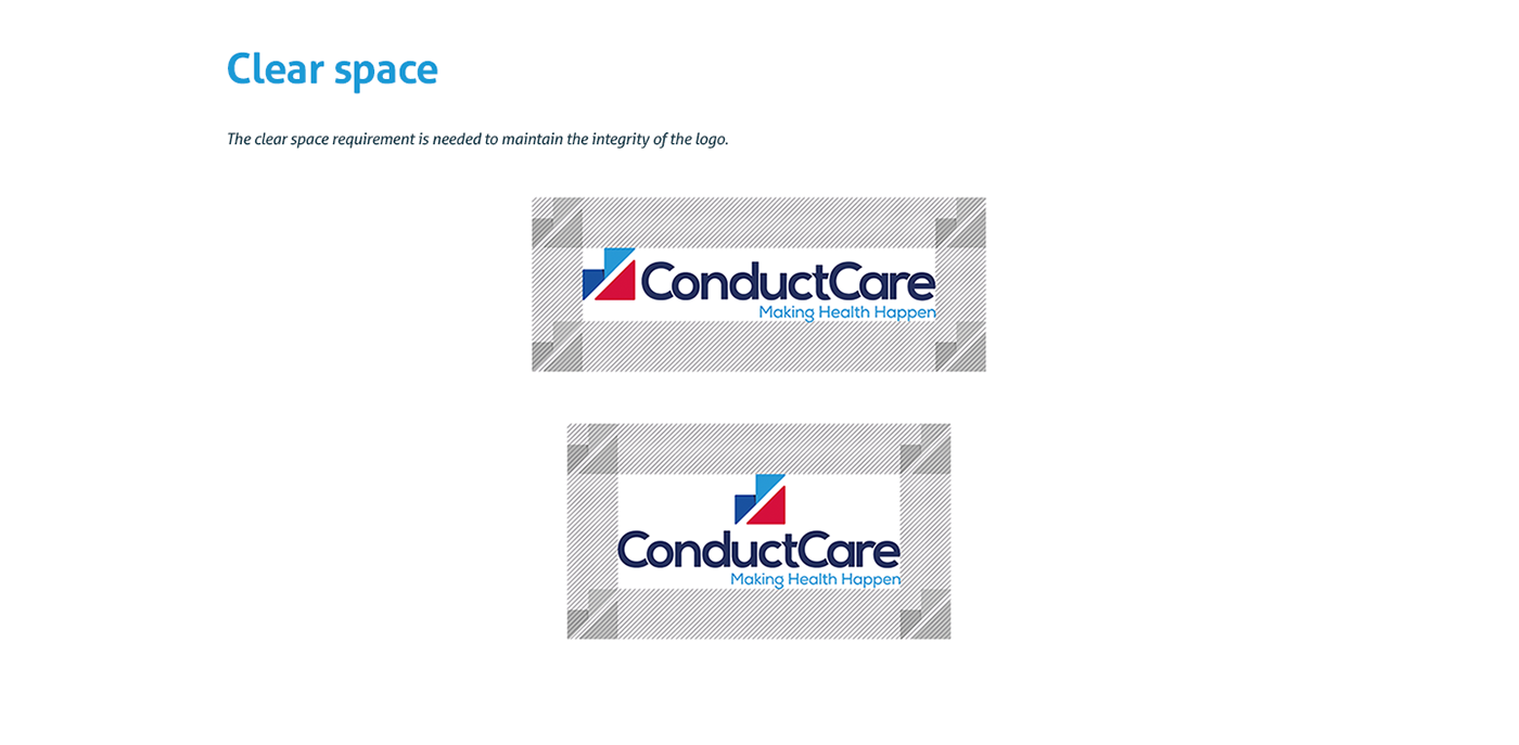 ConductCare brand identity visual identity brand app mobile marca mark logo identidade visual Health blue light blue red design gráfico