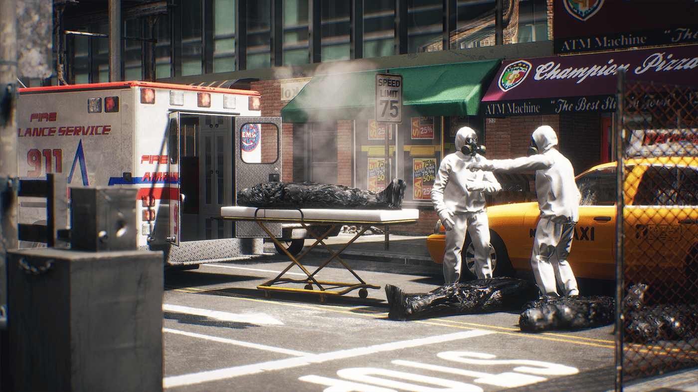 3D CGI Coronavirus COVID-19 Full CG pandemic realtime UE4 Unreal Engine 4 design level photorealistic Unreal Engine