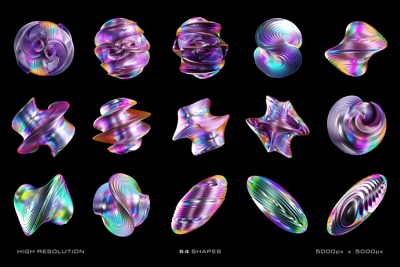 3D assets download free futuristic holo iridescent resources abstract colorful