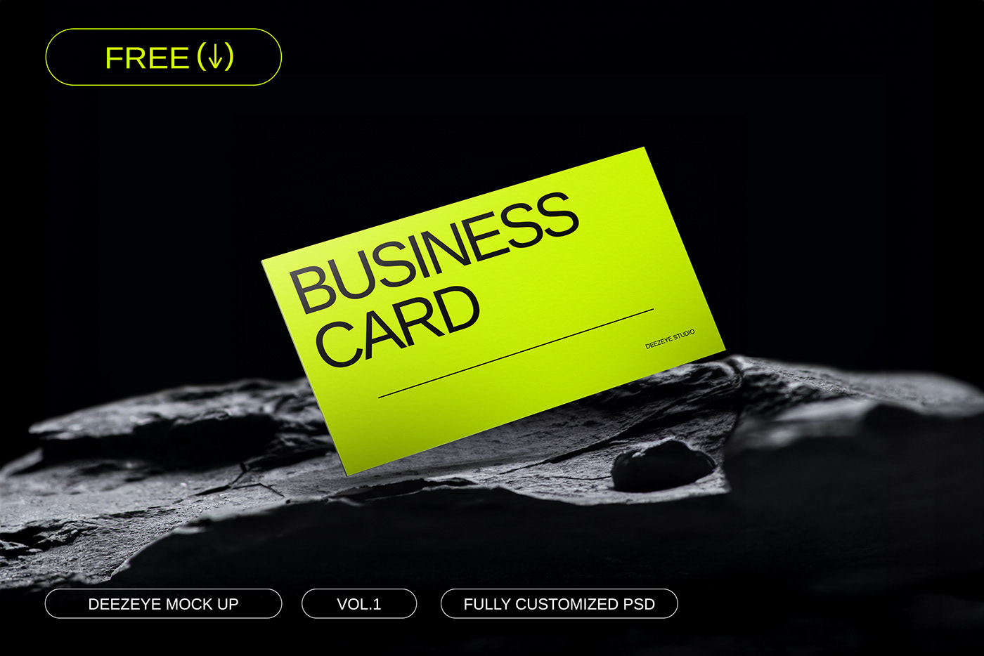 free Mockup business card stone dark black stationary business card Logo Design