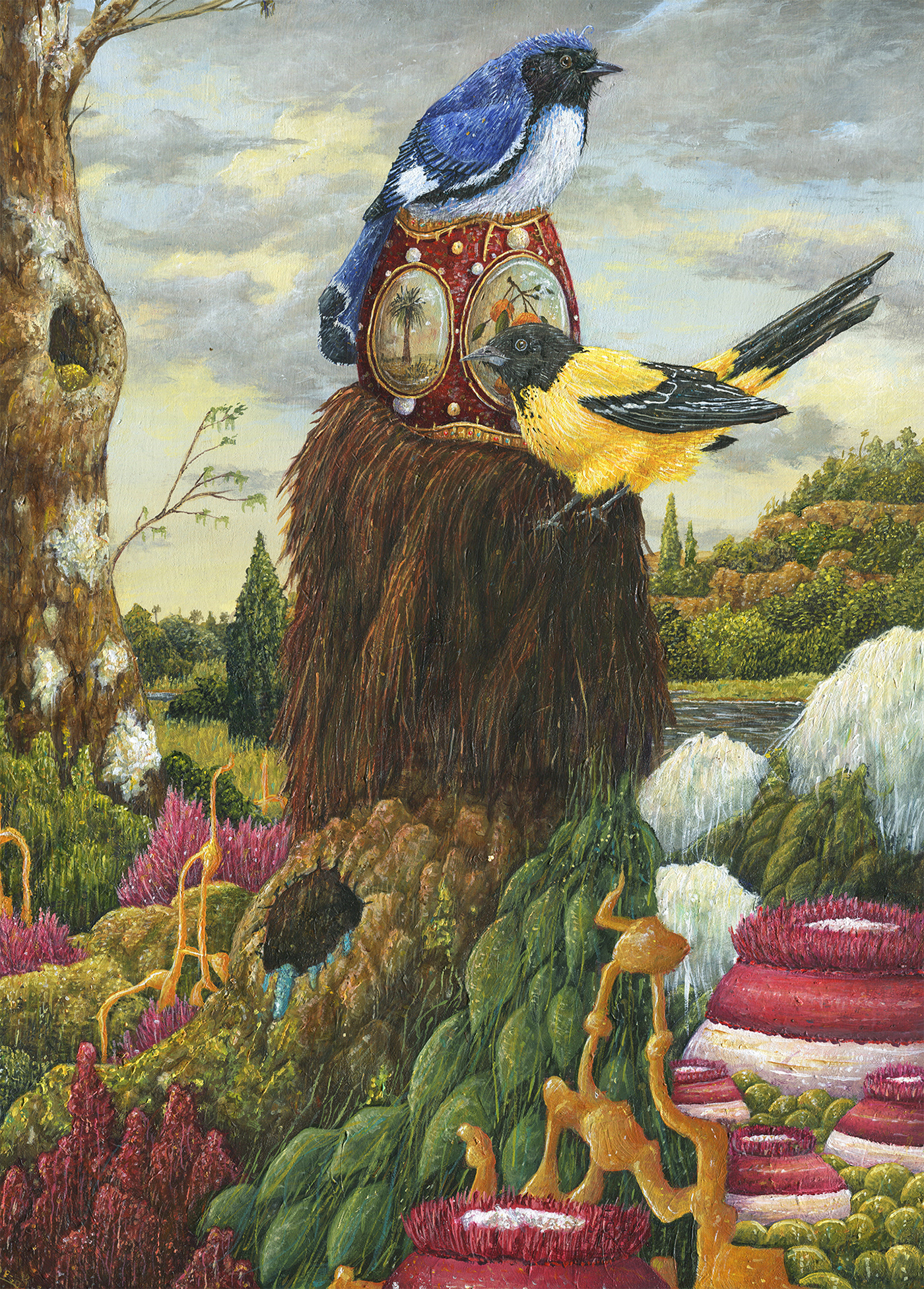 art painting   Nature birds surrealism popsurrealism contemporaryart Landscape acrylics Illustrator