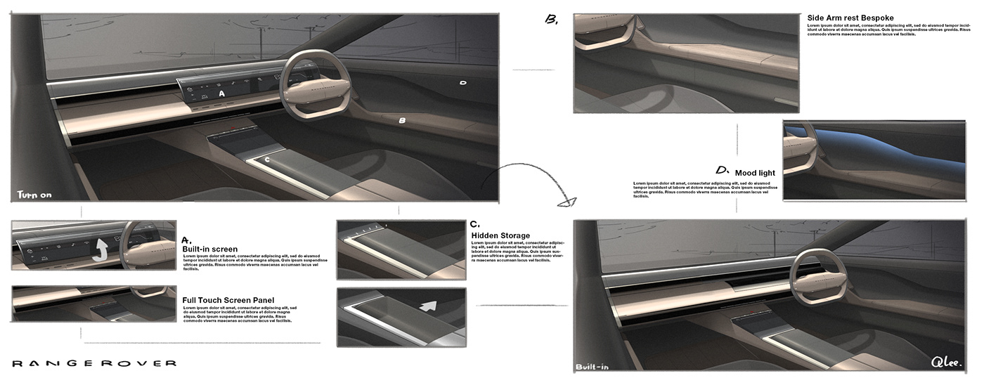 automotive   car card design concept design Drawing  Interior interior design  Render sketch