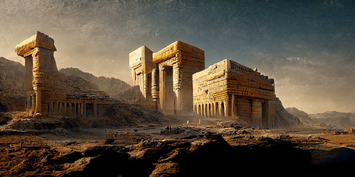 desert Digital Art  egypt environment fantasy Landscape Mattepainting midjourney temple
