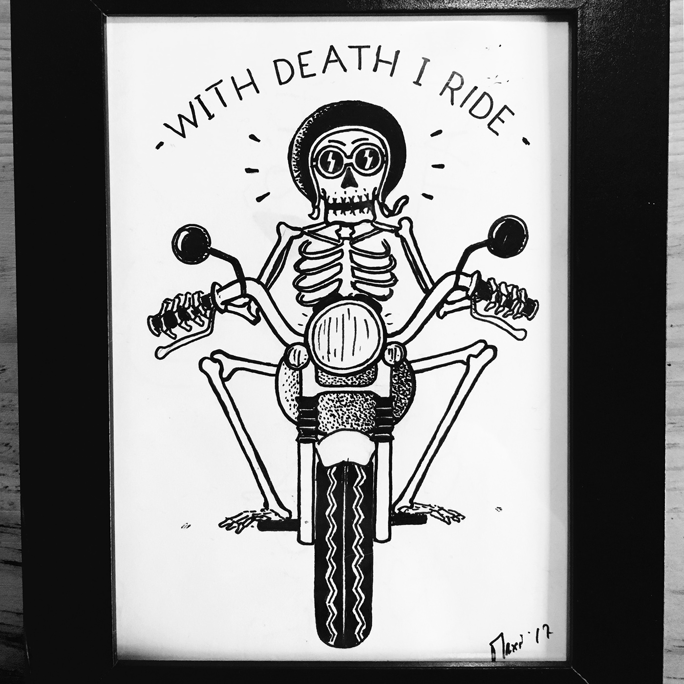 inktober Drawing  ink unipin blackonly coffin heart biker skull