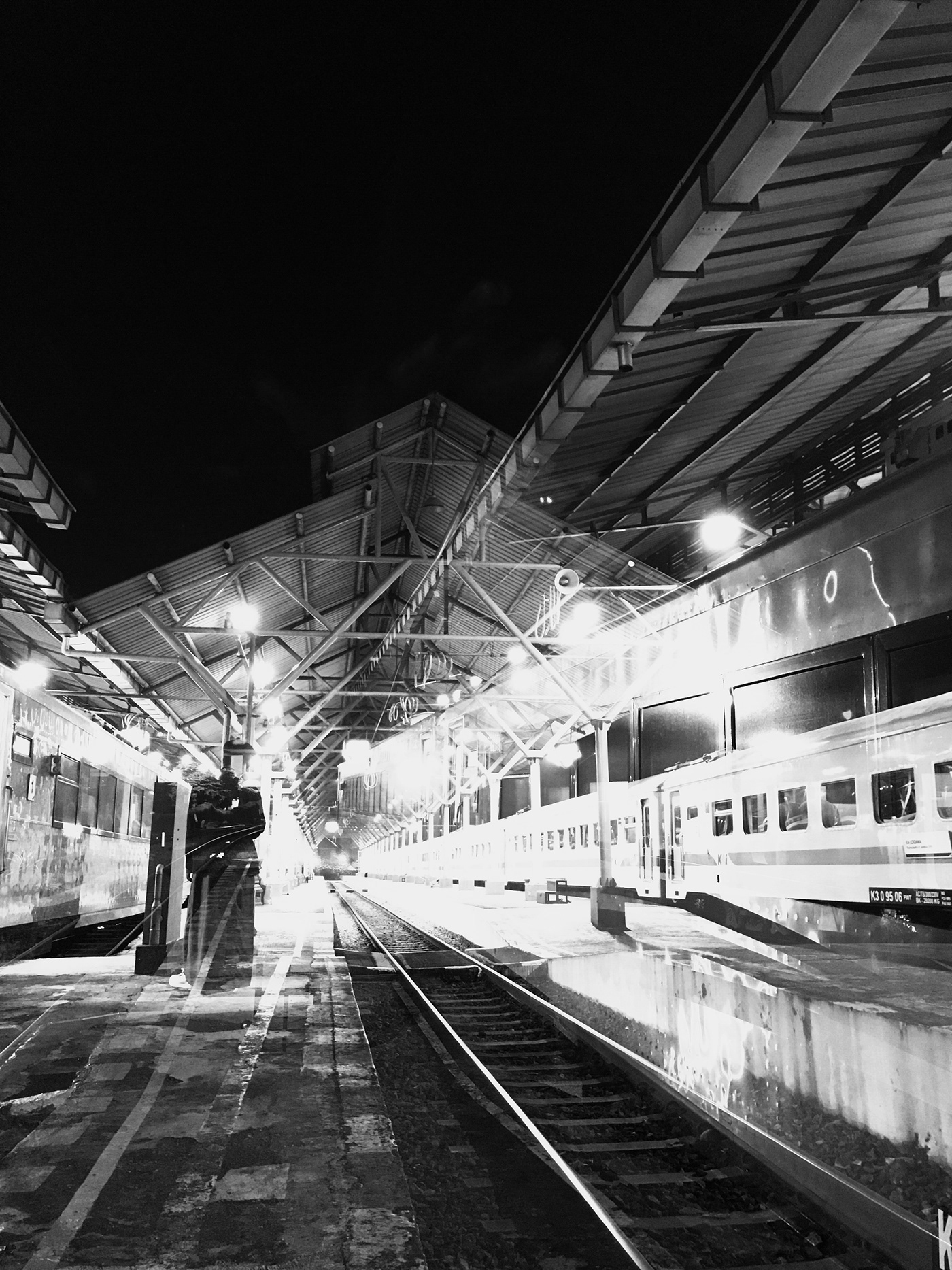 monochrome black and white train indonesia double exposure bw