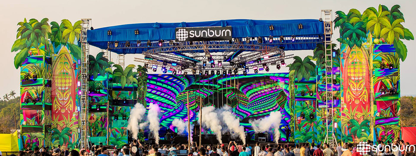 Music Festival Stage STAGE DESIGN scenography decor Event Goa set design  Environment design sunburn