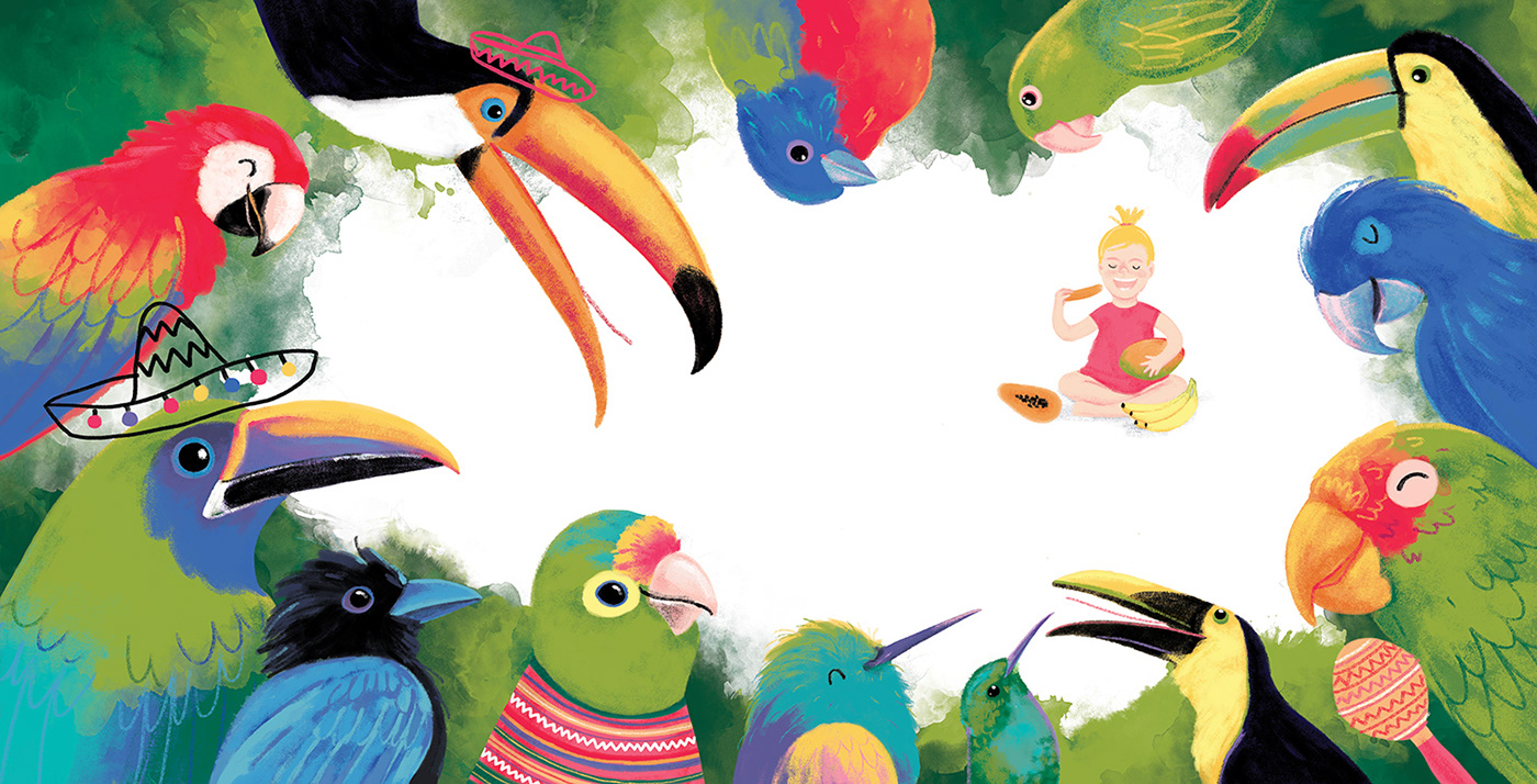 birds Tropical ILLUSTRATION  childrenbook jungle mexico parrot hummingbird travelbook Travel