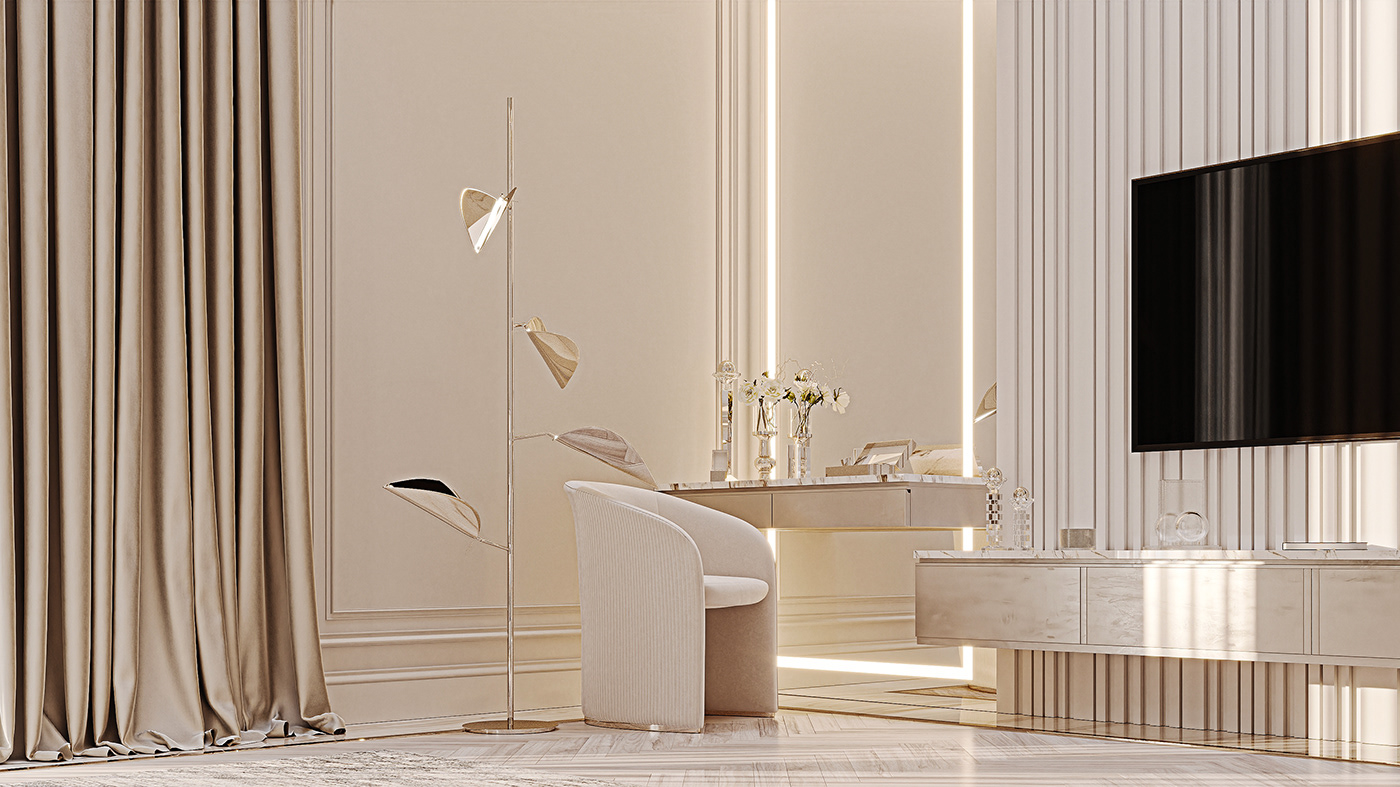design eichholtz fendi interior design  luxury modern neoclassic Render Visionnaire Doha Qatar