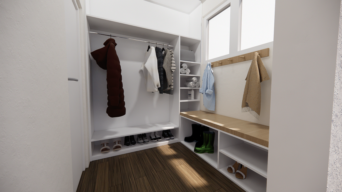 indoor mudroom closet interior design  Render architecture 3D visualization lumion SketchUP