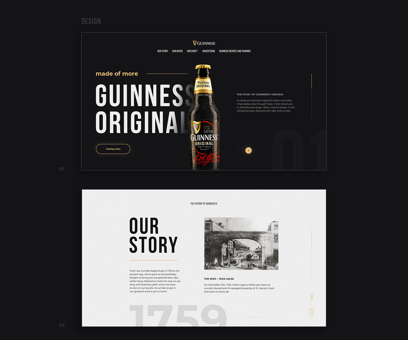 landing page beer craft Website лендинг пиво guinness redesign promo brewery
