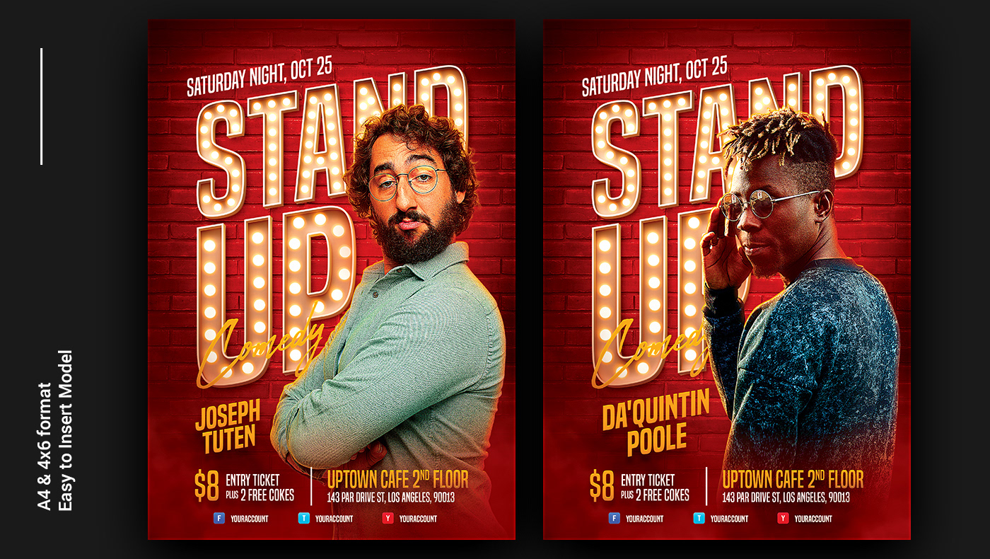 Stand Up Comedy Flyer Template on Behance