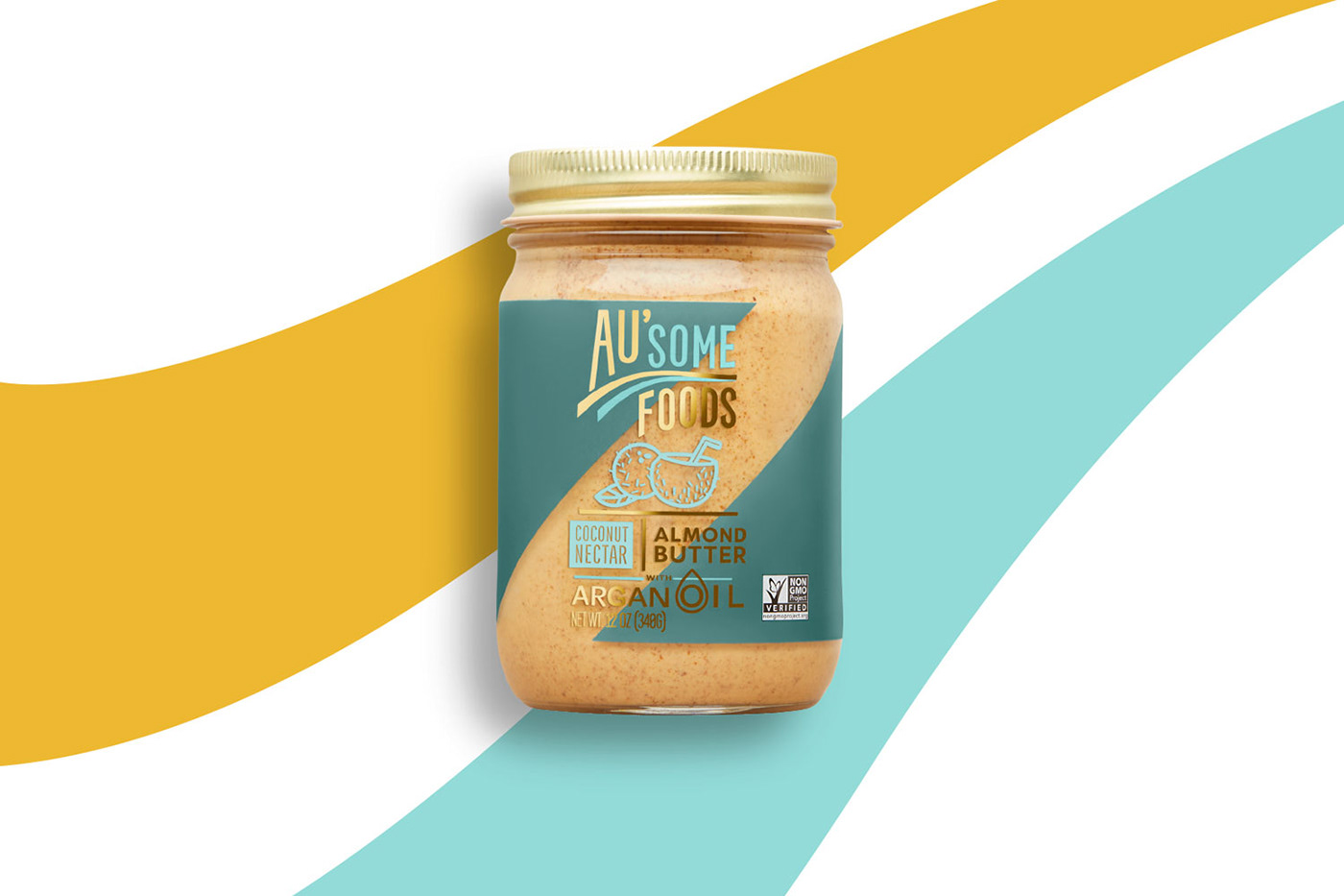 Label jar almond butter Food Packaging packaging design organic Natural Foods foil metallic art direction 