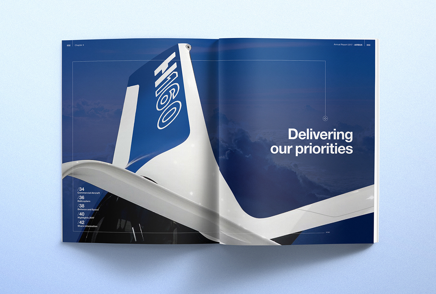 editorial graphic design  typography   Aircraft Airbus annual report Layout Photography  digital print