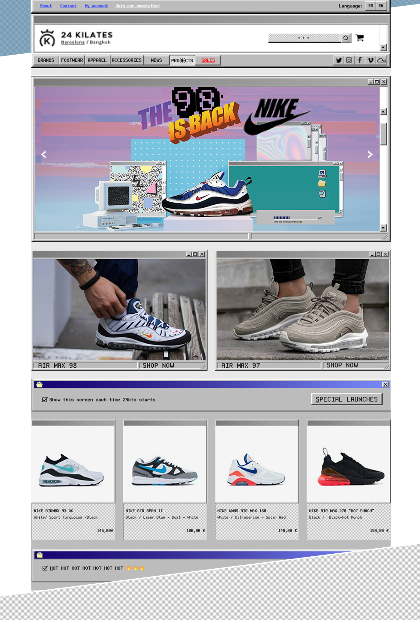 Nike airmax Website Retro Glitch 24kilates 3D still life sneakers
