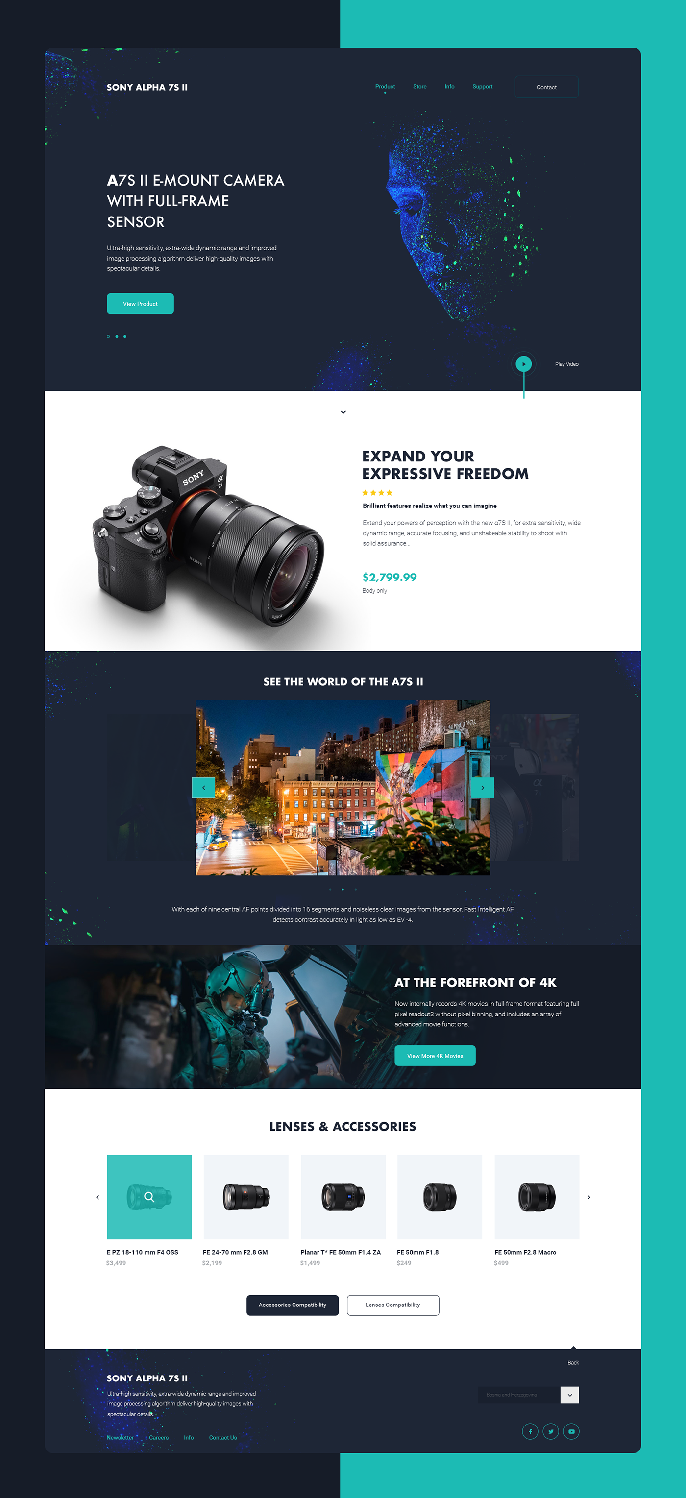 UI ux Website landing page Web Design  Photography  camera Sony redesign