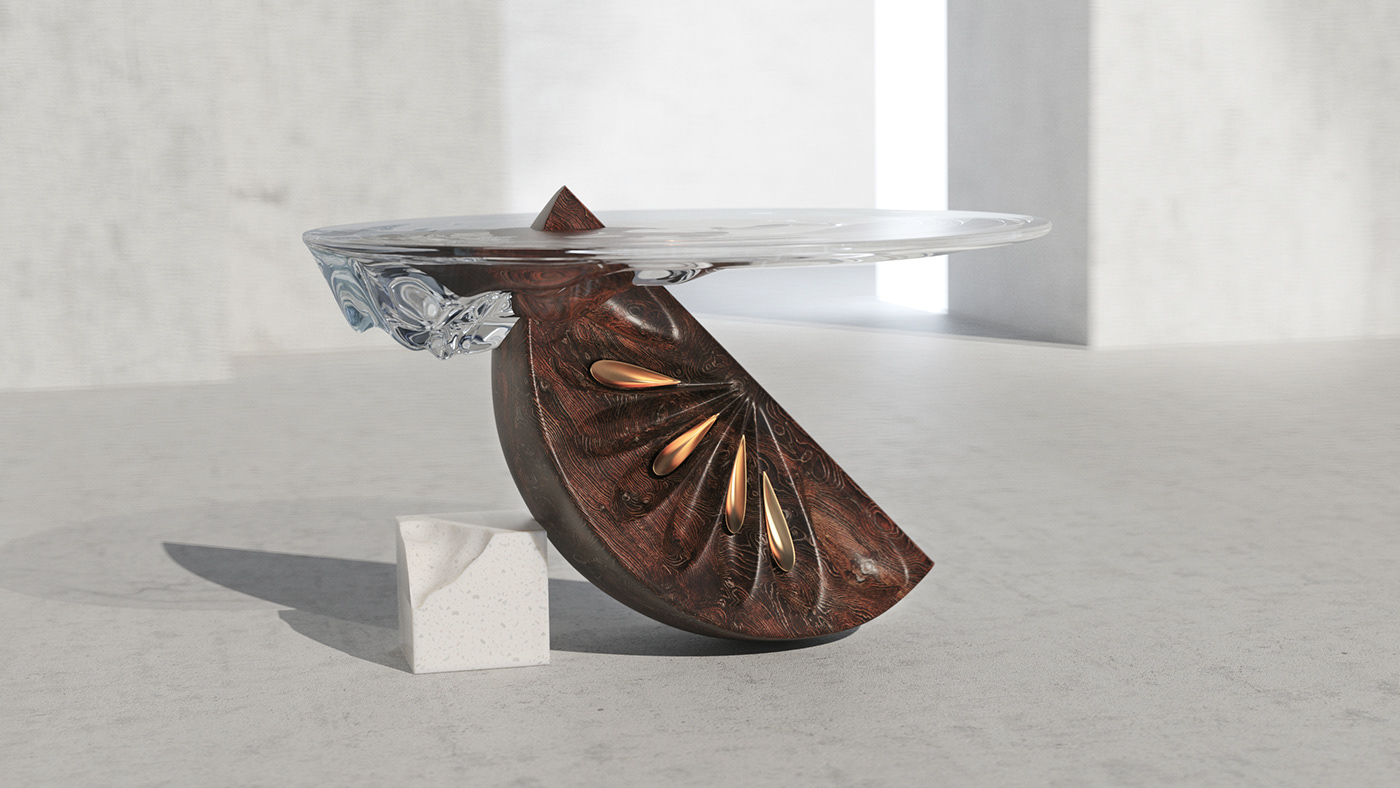 art art object bronze furniture glass product design  tea table wood wood design