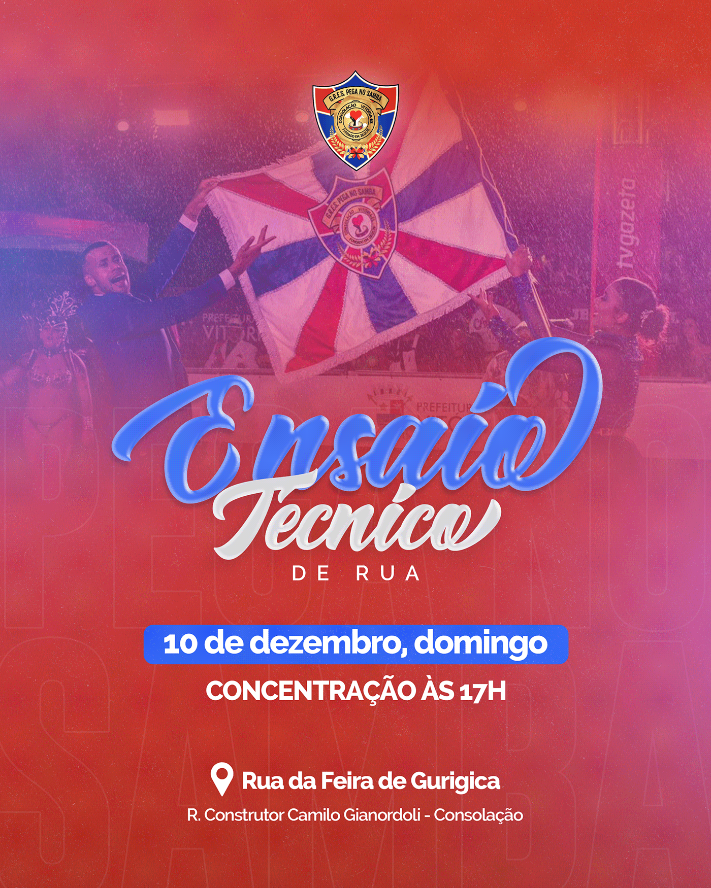 Escola de Samba Carnaval convite flyer Socialmedia