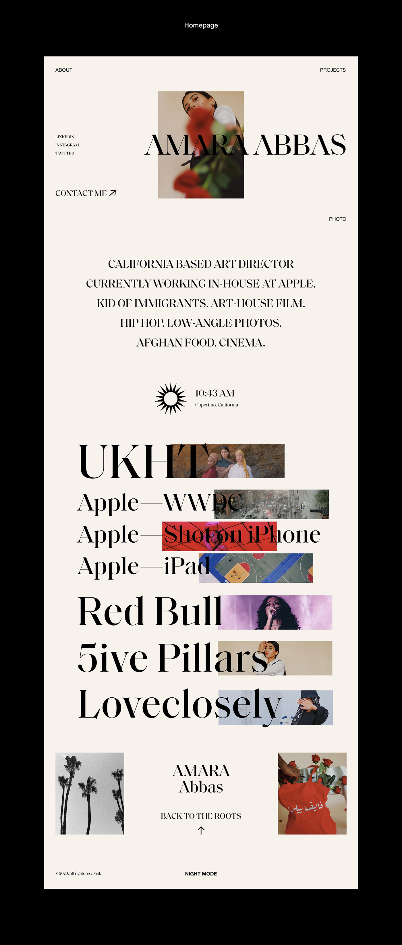 Art Director design minimal personal website portfolio typography   UI/UX Web Website Photography 