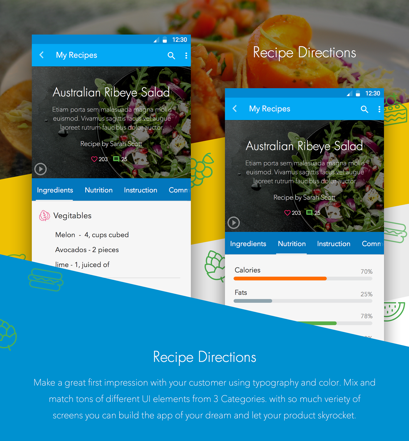 restaurants application Mobile Recipe Application Mobile Application free ui kit material design application food delivery app Android App mobile Mobile Restaurants