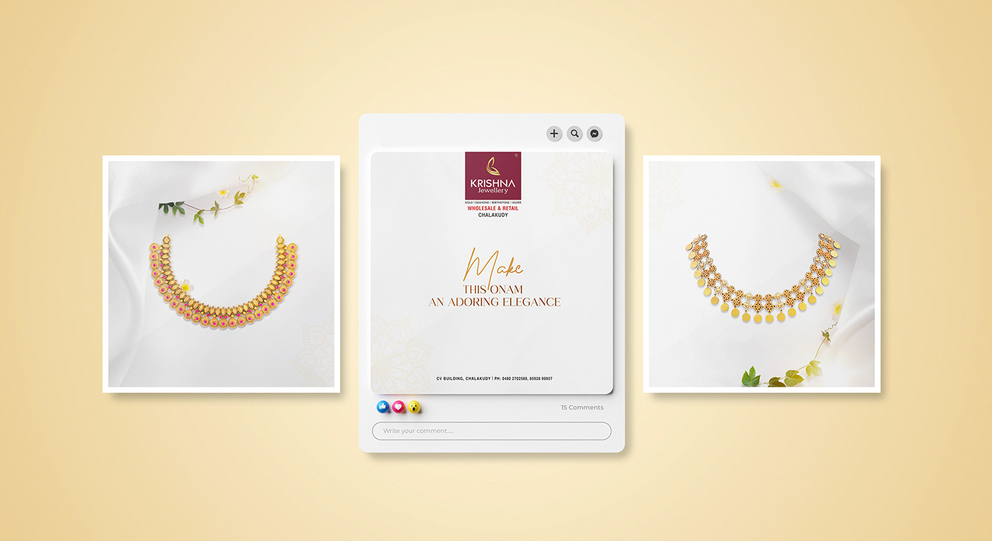 advertisement jewellry Jewelry Design  gold luxury minimal clean Social media post