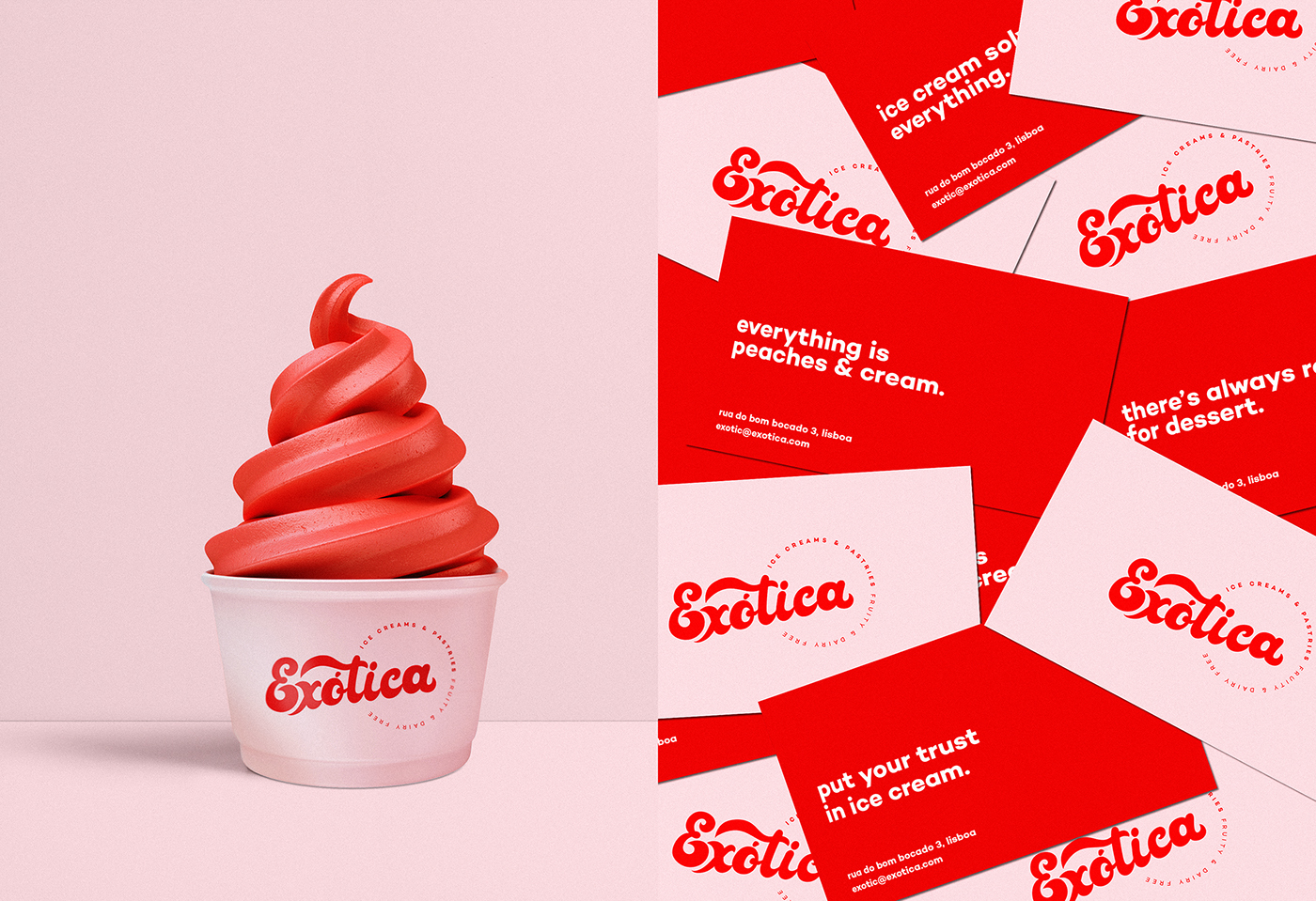 visual identity Logotype logo ice cream pink red branding  colorful graphic design 