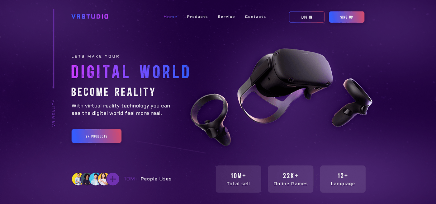 Virtual reality Web Design  landing page UI/UX future Technology modern Virtual Gaming virtual reality products