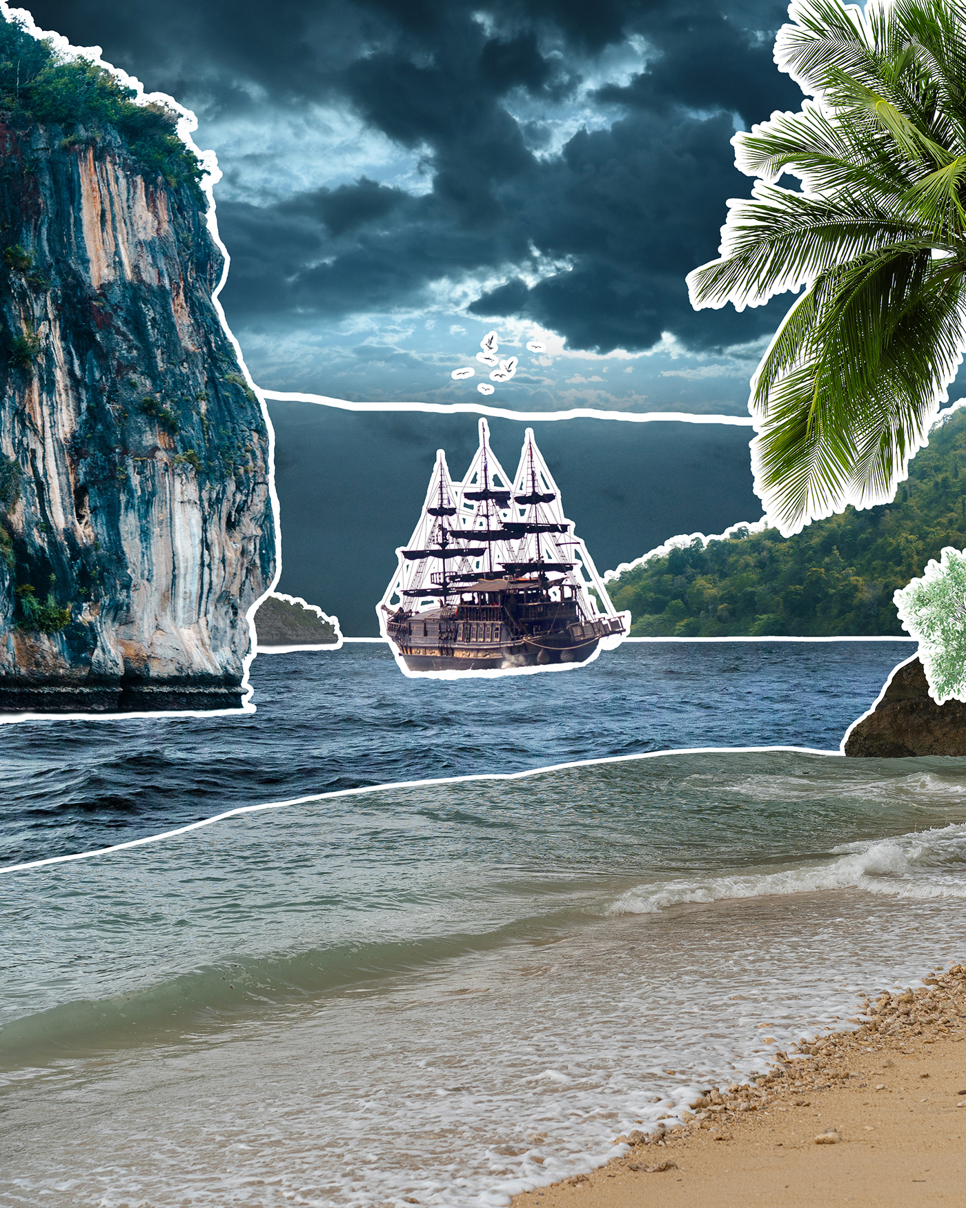 Digital Art  Matte Painting Photo Manipulation  pirate retouching  sea ship water