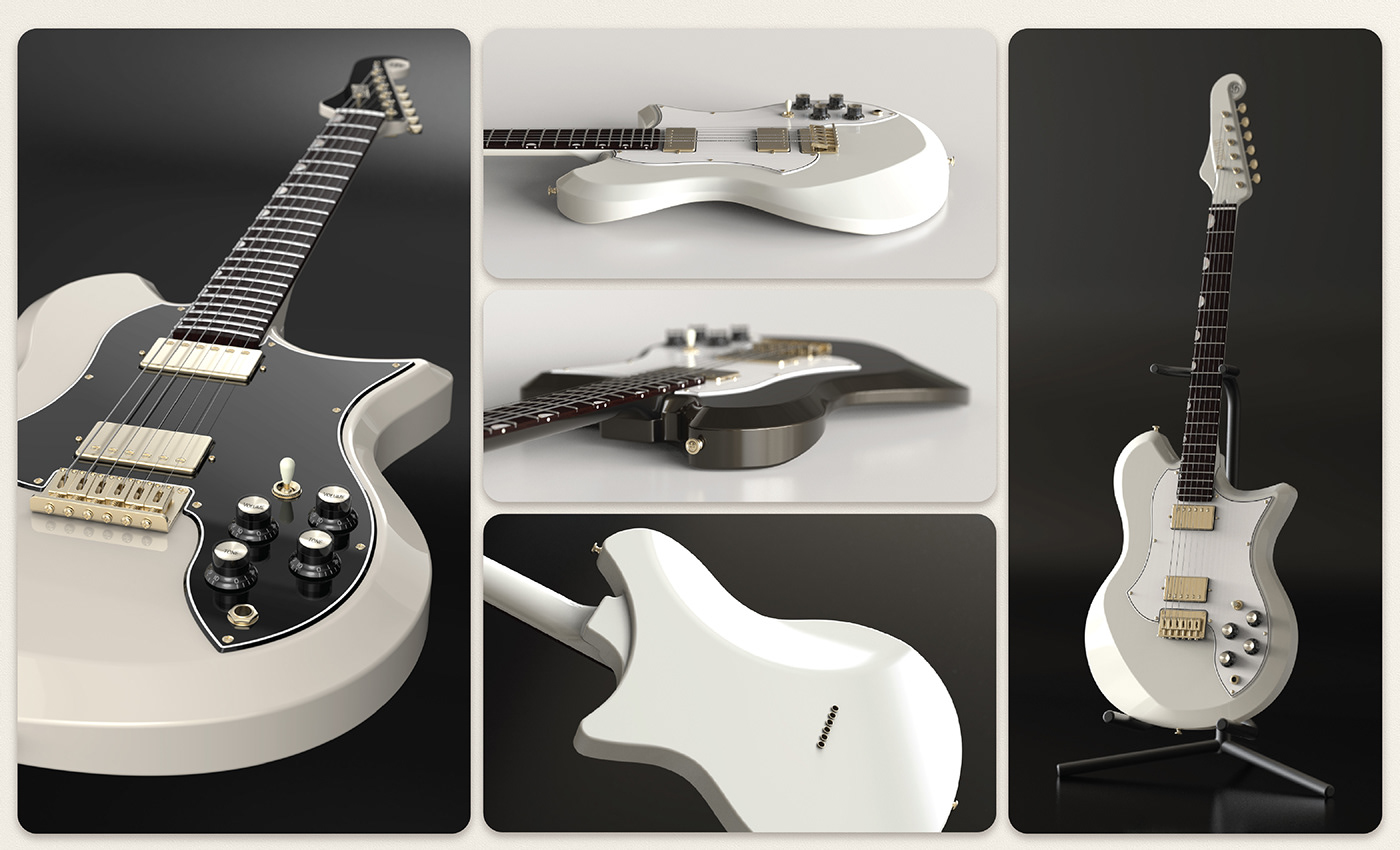 portfolio industrial design  product design  design sketching Solidworks keyshot Render guitar watch