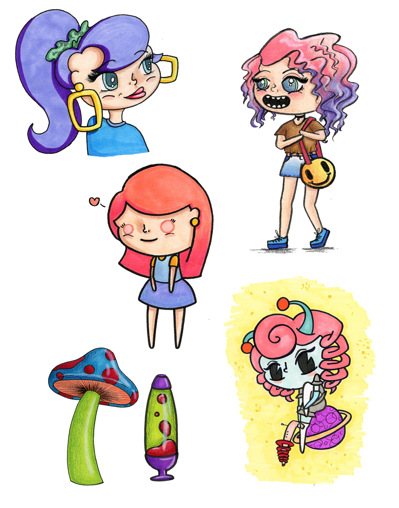 Drawing  cute illustrations girls doodles Character design 