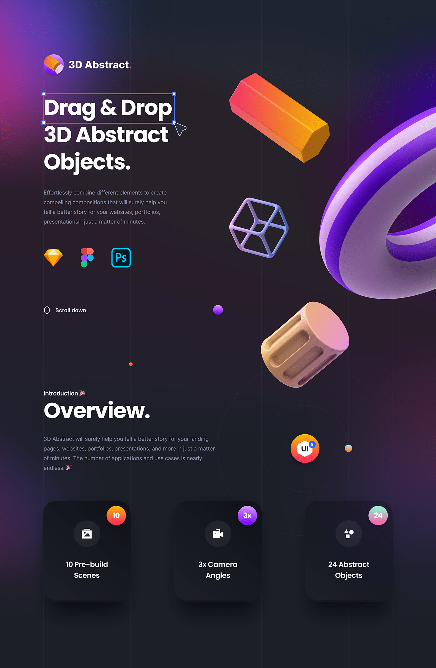 3D abstract art Figma graphics icons illustrations sketch